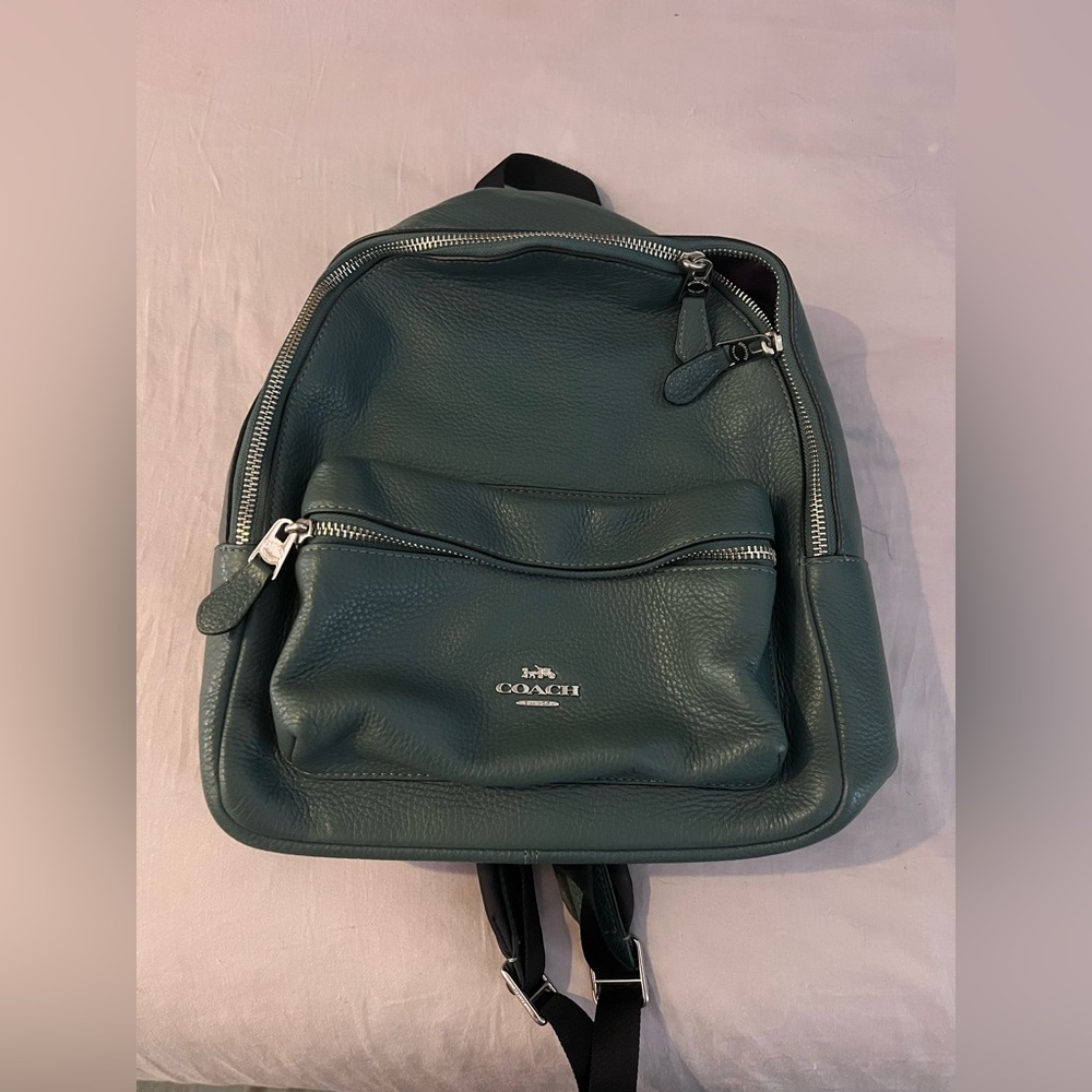 Coach medium Charlie teal leather backpack